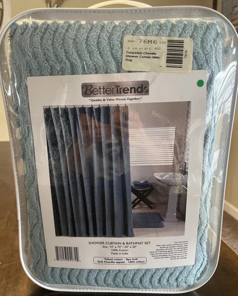 Better Trends Cotton Woven Bath Rug 20 X 30 Border Chenille Shower Curtain